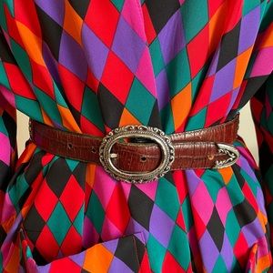 Reversible Vintage Western waist belt Black Brown and silver